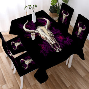 Vintage Dark Purple Floral Buffalo Skull SWZB4733 Waterproof Tablecloth