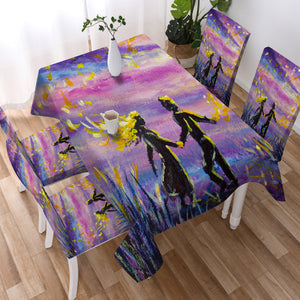 Watercolor Beautiful Love Scene Purple Theme SWZB4736 Waterproof Tablecloth