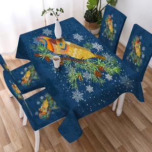 Colorful Geometric Sunbirds In Snow Navy Theme SWZB4745 Waterproof Tablecloth