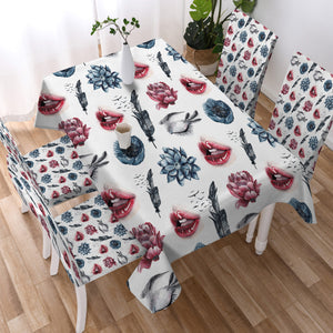 Flower, Feather, Lips Monogram SWZB4754 Waterproof Tablecloth