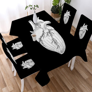 B&W Heart Sketch SWZB4756 Waterproof Tablecloth