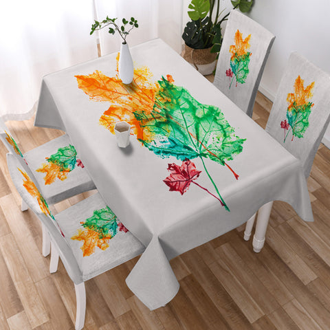 Image of Colorful Maple Leaves White Theme SWZB5148 Waterproof Table Cloth