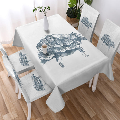 Image of Turtle Pencil Sketch Grey Line SWZB5149 Table Cloth Waterproof