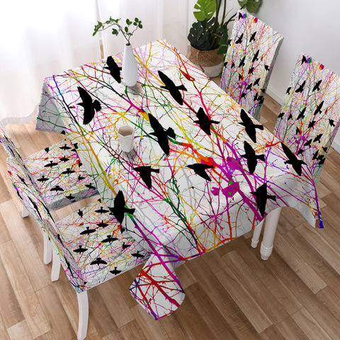 Image of Colorful Bird Net SWZB5153 Table Cloth Waterproof