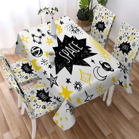 Image of Cute Space Children Line Sketch SWZB5155 Table Cloth Waterproof