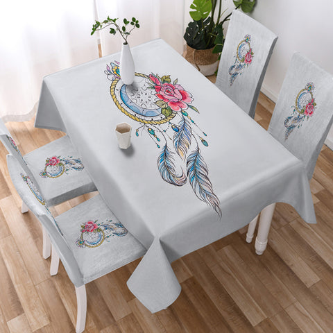 Image of Swinging Dreamcatcher White Theme SWZB5156 Waterproof Table Cloth