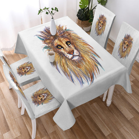 Image of Lion Waxen Color Draw  SWZB5158 Waterproof Table Cloth