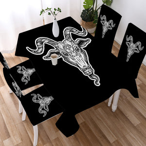 B&W Gothic Goat Head Black Line SWZB5159 Table Cloth Waterproof