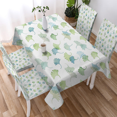 Image of Shade of Green Pastel Palm Leaves  SWZB5165 Table Cloth Waterproof