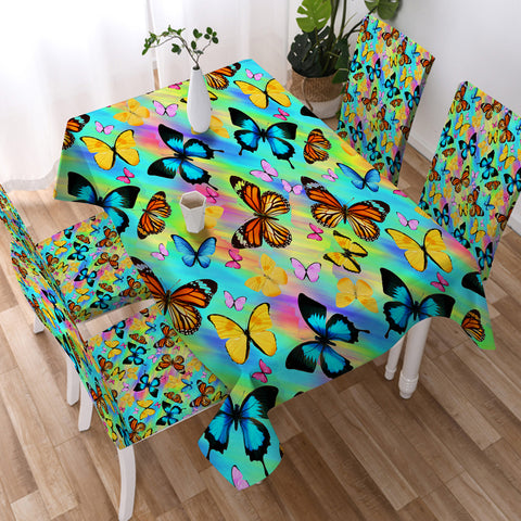 Image of Multi Colorful Butterflies Gradient Pastel Theme SWZB5166 Waterproof Table Cloth