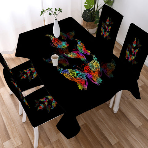 Image of RGB Colorful Butterflies Transparent SWZB5169 Table Cloth Waterproof