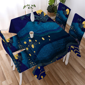 Desert Night Scene Yellow Moon Navy Theme SWZB5175 Table Cloth Waterproof