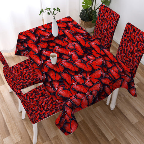 Image of Multi Red Butterflies  SWZB5179 Waterproof Tablecloth