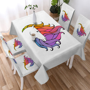 Colorful Unicorn Hair White Theme SWZB5184 Waterproof Tablecloth