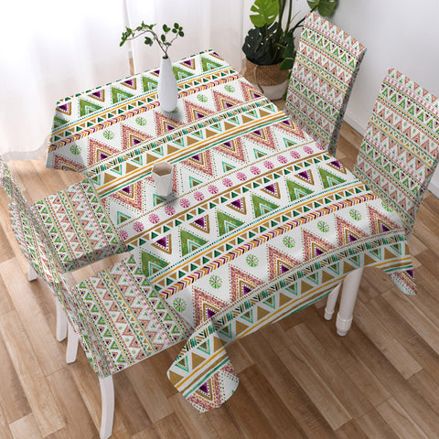 Image of Shade of Pink & Green Aztec  SWZB5189 Waterproof Tablecloth
