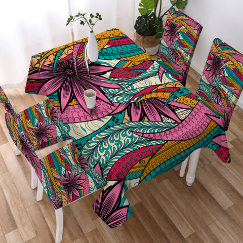 Image of Colorful Mandala Palm Leaves  SWZB5190 Waterproof Tablecloth