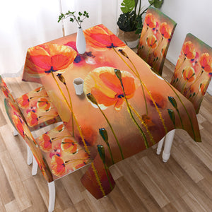 Watercolor Orange Flowers  SWZB5249 Waterproof Table Cloth