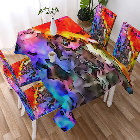 Image of Colorful Waves Watercolor SWZB5259 Waterproof Table Cloth