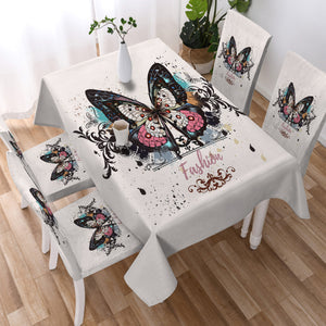Fashion Butterfly White Theme SWZB5330 Waterproof Table Cloth
