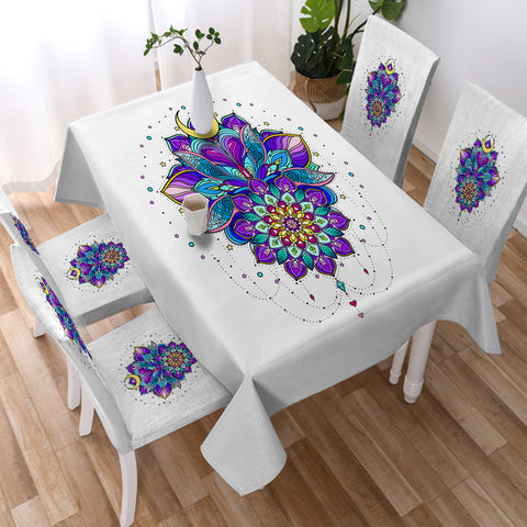 Image of Half Moon Purple Mandala Illustration  SWZB5340 Waterproof Table Cloth