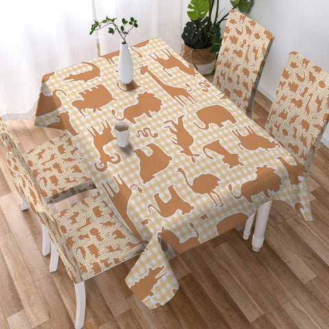 Image of Animel Orange Shadow Stripes  SWZB5346 Waterproof Table Cloth