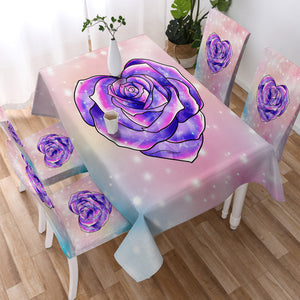 Purple Heart Rose Pastel Theme SWZB5347 Waterproof Table Cloth