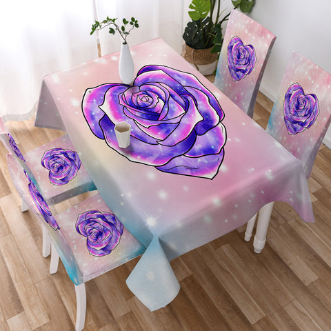 Image of Purple Heart Rose Pastel Theme SWZB5347 Waterproof Table Cloth