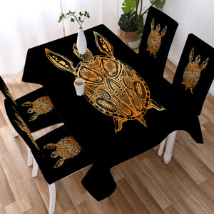 Golden Aztec Pattern TurtleSWZB5348 Waterproof Table Cloth