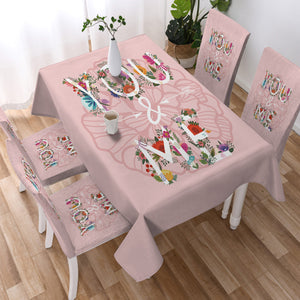 Floral You And Me Pink Theme SWZB5446 Waterproof Table Cloth