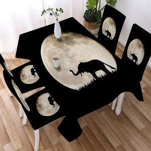 Elephant Under The MoonLight SWZB5451 Waterproof Table Cloth