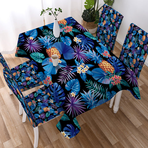 Image of Blue Tint Tropical Leaves SWZB5452 Waterproof Table Cloth