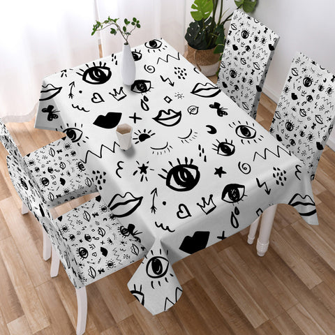 Image of B&W Mini Gothic Sketch SWZB5456 Waterproof Table Cloth