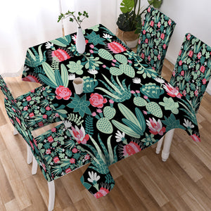 Cute Cactus Flowers SWZB5458 Waterproof Table Cloth