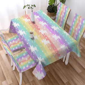 Unicorns Pastel Stripes SWZB5462 Waterproof Table Cloth