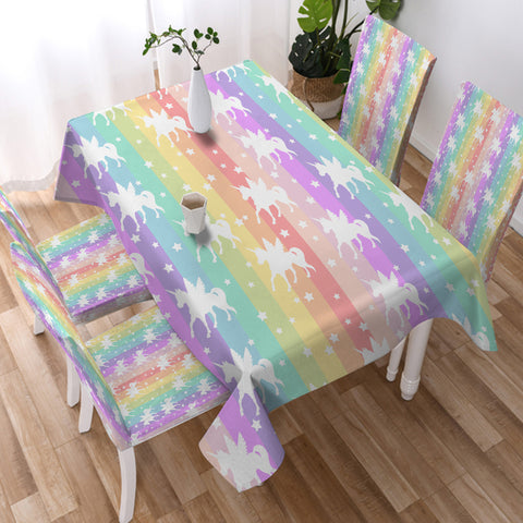 Image of Unicorns Pastel Stripes SWZB5462 Waterproof Table Cloth