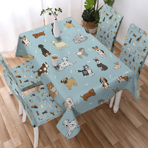 Cute Dogs Drawing SWZB5464 Waterproof Table Cloth