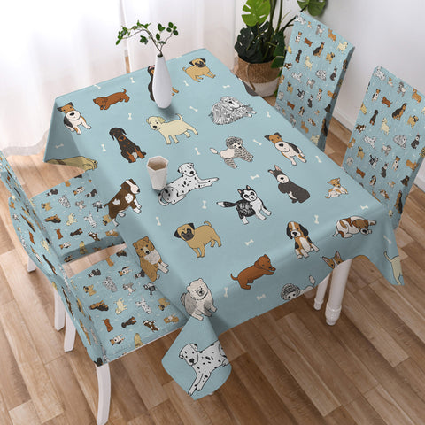 Image of Cute Dogs Drawing SWZB5464 Waterproof Table Cloth