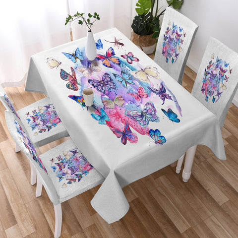 Image of Pink & Purple Butterflies SWZB5466 Waterproof Table Cloth