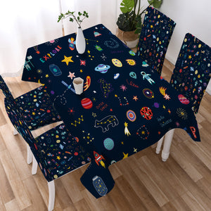 Cute Colorful Tiny Universe Draw SWZB5467 Waterproof Table Cloth