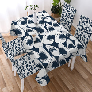 Shark Jaws Navy Theme SWZB5470 Waterproof Table Cloth