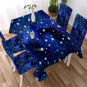 Blue Tint Galaxy Stars SWZB5474 Waterproof Table Cloth