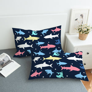 Colored Sharks SWZT0102 Pillowcase