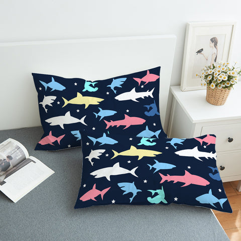 Image of Colored Sharks SWZT0102 Pillowcase