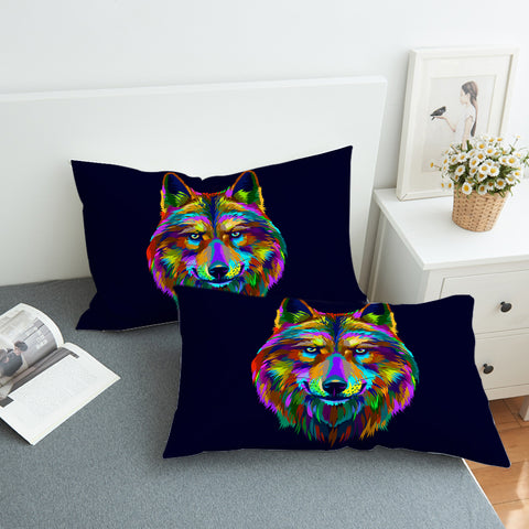 Image of Multicolored Wolf SWZT0472 Pillowcase