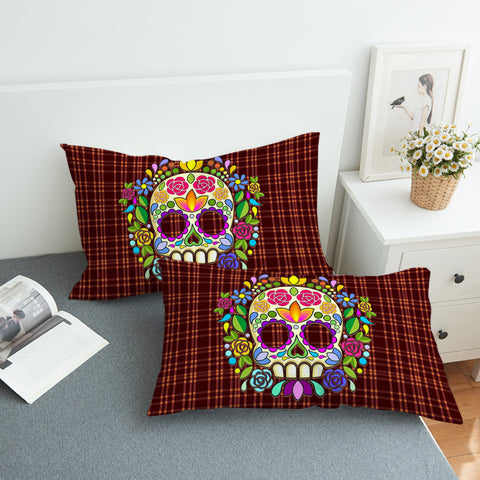 Image of Skull On Plaid SWZT2082 Pillowcase