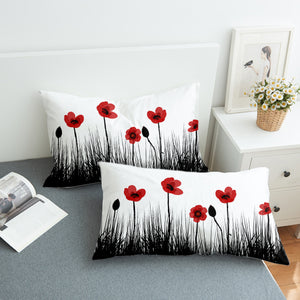 Red & Black Flowers SWZT3332 Pillowcase