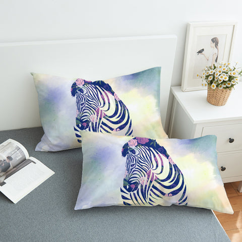 Image of Floral Pink & Purple Zebra SWZT3466 Pillowcase