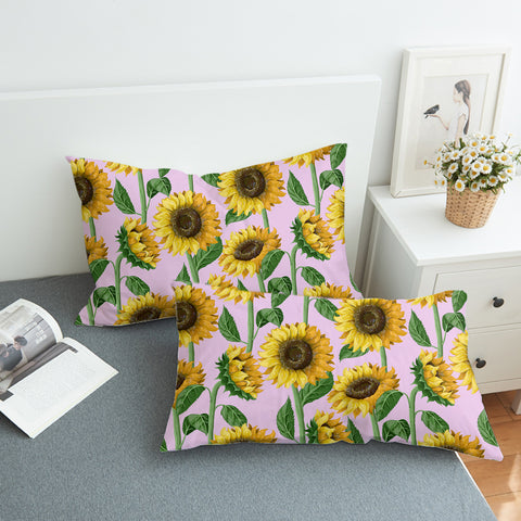 Image of Sunflower Monogram Pink Background SWZT3471 Pillowcase