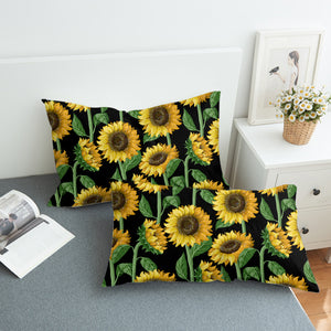 Sunflower Monogram Black Background SWZT3472 Pillowcase