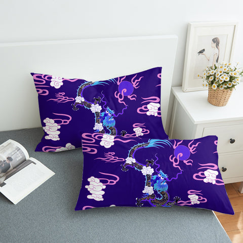 Image of Blue&Pink Asian Dragon and Cloud SWZT3474 Pillowcase